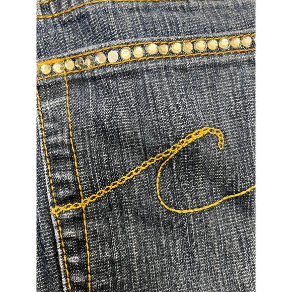 Chicos Denim Women Size 3 Short Bootcut Jeans Embellished Pockets Blue Stretch - Picture 4 of 10